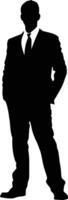 AI generated Silhouette Business Man Making black color only vector