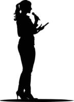 AI generated Silhouette Business Woman Making Presentation black color only vector