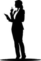 AI generated Silhouette Business Woman Making Presentation black color only vector