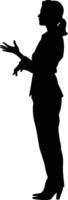 AI generated Silhouette Business Woman Making Presentation black color only vector