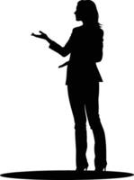 AI generated Silhouette Business Woman Making Presentation black color only vector