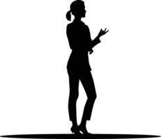 AI generated Silhouette Business Woman Making Presentation black color only vector