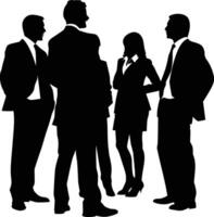 AI generated Silhouette Business Team Meeting black color only vector