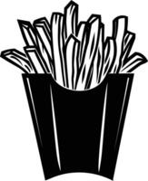 AI generated Silhouette French fries food black color only vector