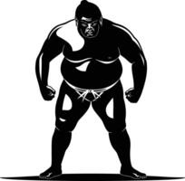 AI generated Silhouette Japanese sumo athlete black color only vector