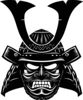 AI generated Silhouette japanese Shogun Warrior Helmet black color only vector