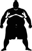 AI generated Silhouette Japanese sumo athlete black color only vector