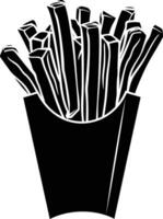 AI generated Silhouette French fries food black color only vector