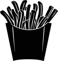 ai generado silueta francés papas fritas comida negro color solamente vector