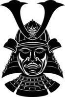 AI generated Silhouette japanese Shogun Warrior Helmet black color only vector