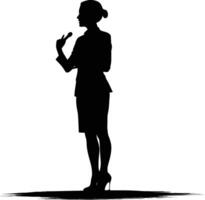 AI generated Silhouette Business Woman Making Presentation black color only vector