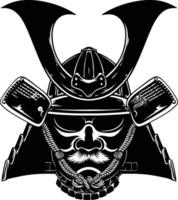 AI generated Silhouette japanese Shogun Warrior Helmet black color only vector