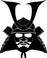 AI generated Silhouette japanese Shogun Warrior Helmet black color only vector