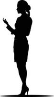 AI generated Silhouette Business Woman Making Presentation black color only vector