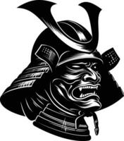 AI generated Silhouette japanese Shogun Warrior Helmet black color only vector