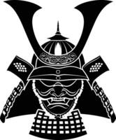 AI generated Silhouette japanese Shogun Warrior Helmet black color only vector