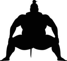 AI generated Silhouette Japanese sumo athlete black color only vector