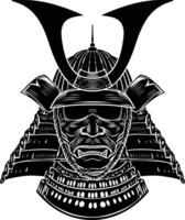 ai generado silueta japonés shogun guerrero casco negro color solamente vector