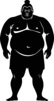 AI generated Silhouette Japanese sumo athlete black color only vector