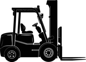 AI generated Silhouette forklift industrial equipment black color only full vector