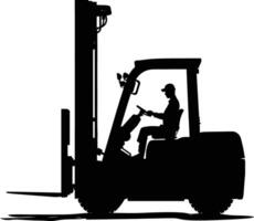 AI generated Silhouette forklift industrial equipment black color only full vector