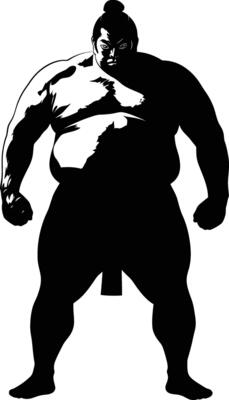 AI generated Silhouette Japanese sumo athlete black color only