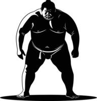 AI generated Silhouette Japanese sumo athlete black color only vector