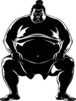 ai generado silueta japonés sumo atleta negro color solamente vector