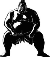 AI generated Silhouette Japanese sumo athlete black color only vector