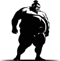 AI generated Silhouette Japanese sumo athlete black color only vector