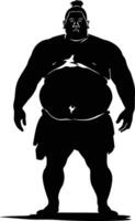 AI generated Silhouette Japanese sumo athlete black color only vector