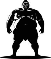 AI generated Silhouette Japanese sumo athlete black color only vector