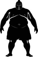 AI generated Silhouette Japanese sumo athlete black color only vector