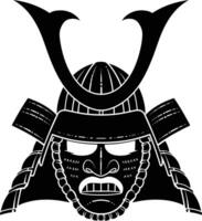 AI generated Silhouette japanese Shogun Warrior Helmet black color only vector