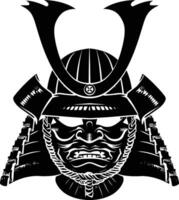 AI generated Silhouette japanese Shogun Warrior Helmet black color only vector