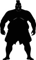 AI generated Silhouette Japanese sumo athlete black color only vector