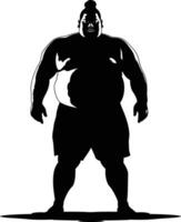 AI generated Silhouette Japanese sumo athlete black color only vector