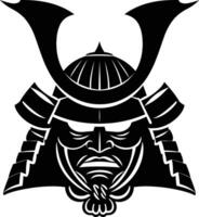 AI generated Silhouette japanese Shogun Warrior Helmet black color only vector