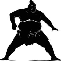 AI generated Silhouette Japanese sumo athlete black color only vector