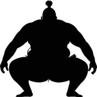 AI generated Silhouette Japanese sumo athlete black color only vector