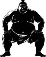 ai generado silueta japonés sumo atleta negro color solamente vector