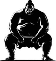 AI generated Silhouette Japanese sumo athlete black color only vector