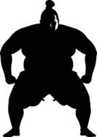 AI generated Silhouette Japanese sumo athlete black color only vector