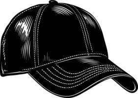 AI generated Silhouette baseball hat black color only vector