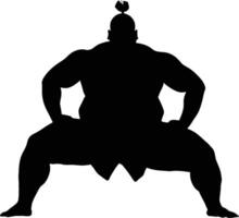 AI generated Silhouette Japanese sumo athlete black color only vector