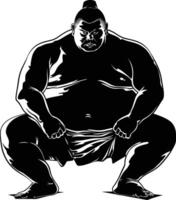 AI generated Silhouette Japanese sumo athlete black color only vector