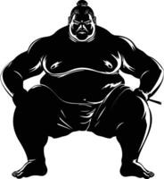 ai generado silueta japonés sumo atleta negro color solamente vector