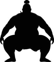 AI generated Silhouette Japanese sumo athlete black color only vector