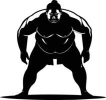 AI generated Silhouette Japanese sumo athlete black color only vector