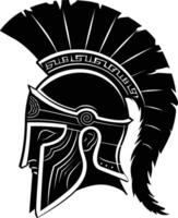 AI generated Silhouette Ancient Greek Helmet black color only vector